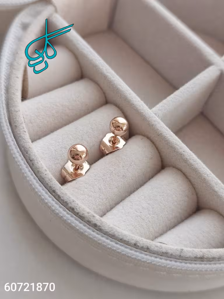 خرید گوشواره میخی مدل توپی مارک ژوپینگ ساده و شیک رنگ طلایی رنگ ثابت ضد حساسیت کد 1616381 - ردگل