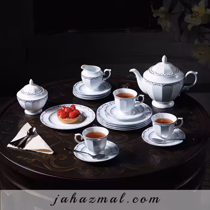 سرویس چینی زرین طرح فرانسیس سرمه ای 103 پارچه