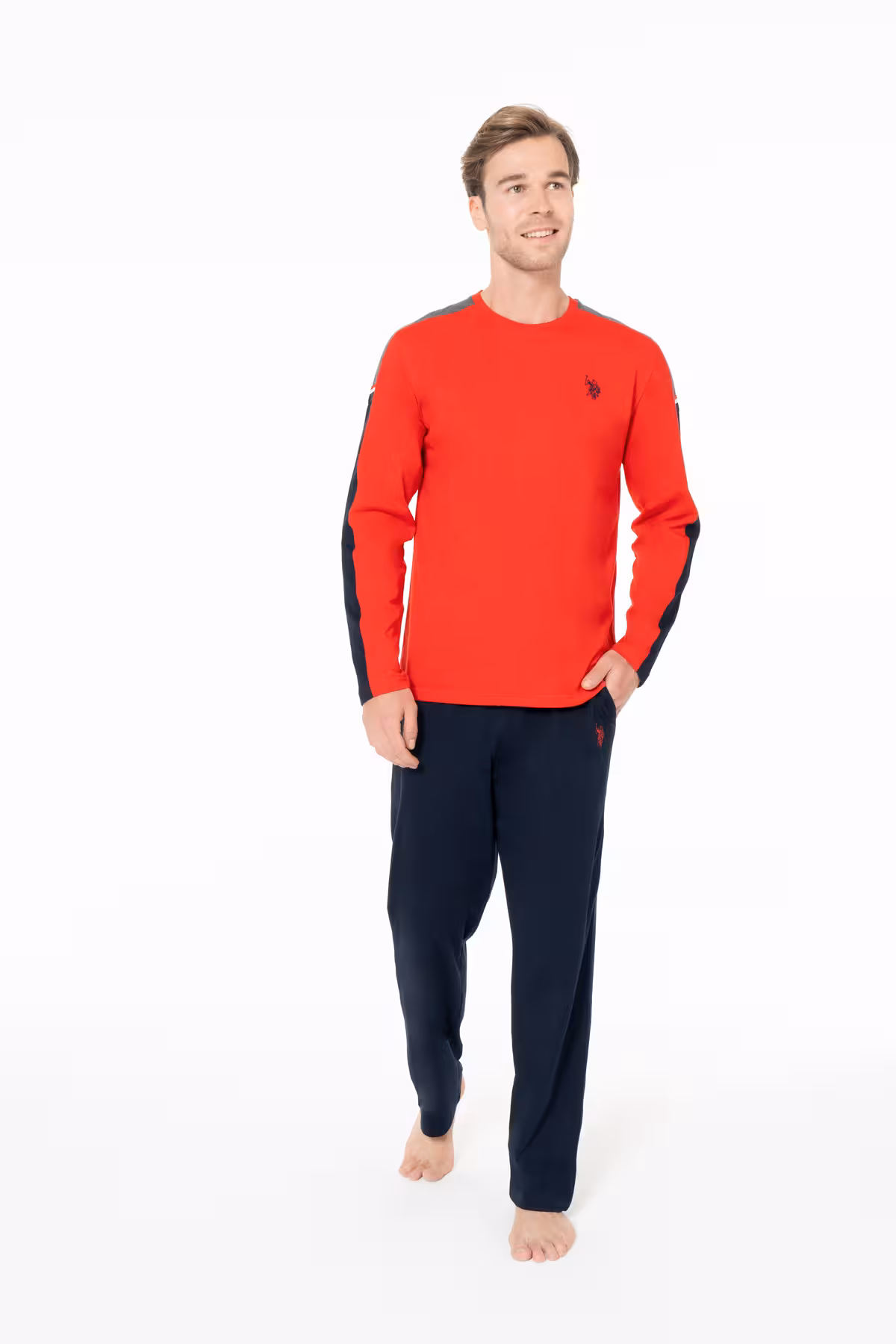 ست پیژامه مردانه لباس نوار راه خواب قرمز 100 ٪ پنبه BNLLY18K95Y7 U.S. Polo Assn.