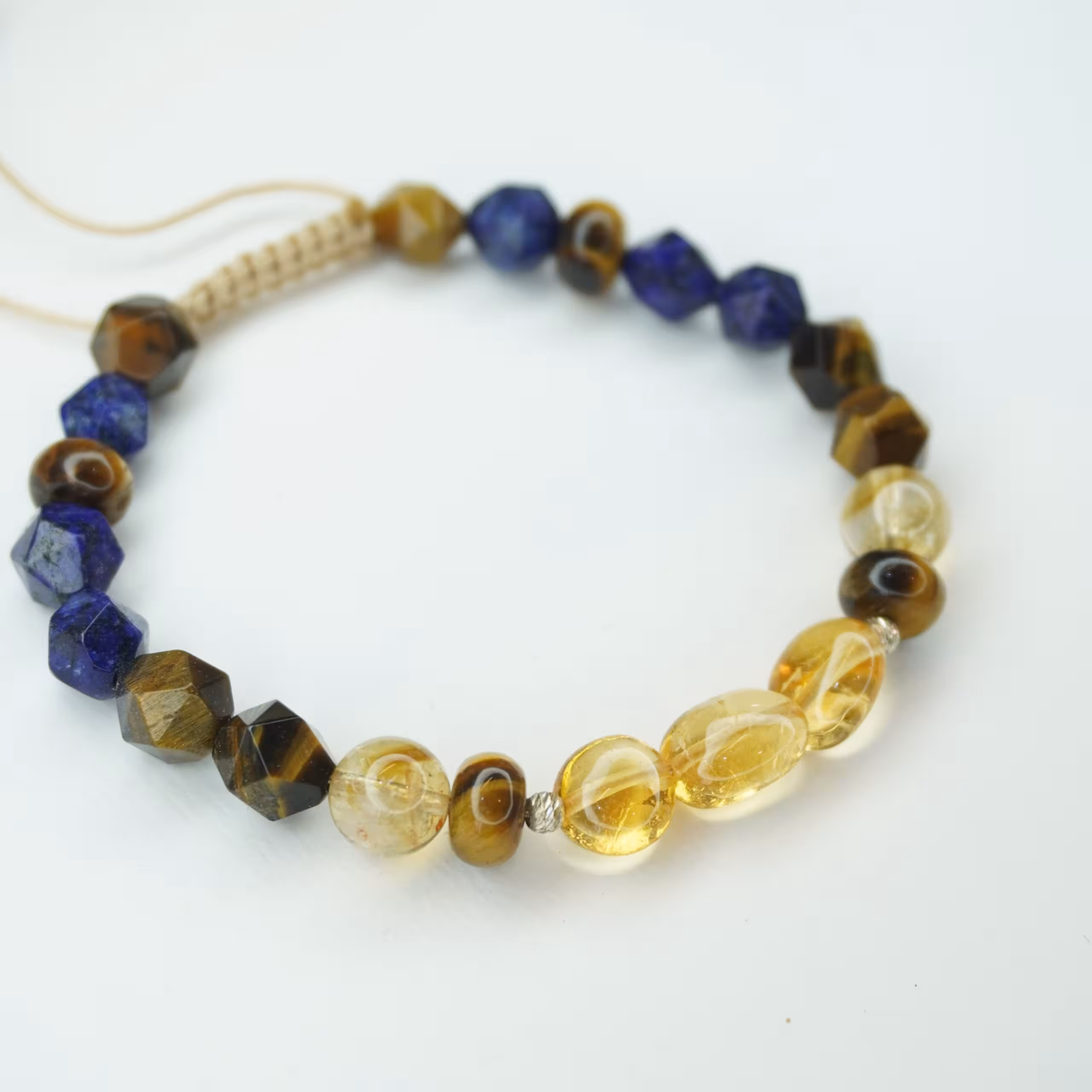 دستبند سیترین لاجورد وچشم ببر کد 310256