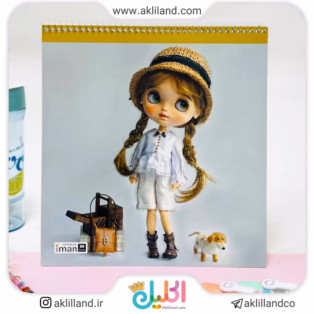 دفتر نقاشی 30 برگ سيم از بالا طرح عروسک 9016 (طرح رندوم)