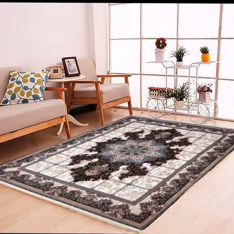 فرش ماشینی 9متری کاشان نقشه هیوا(ارسال رایگان)