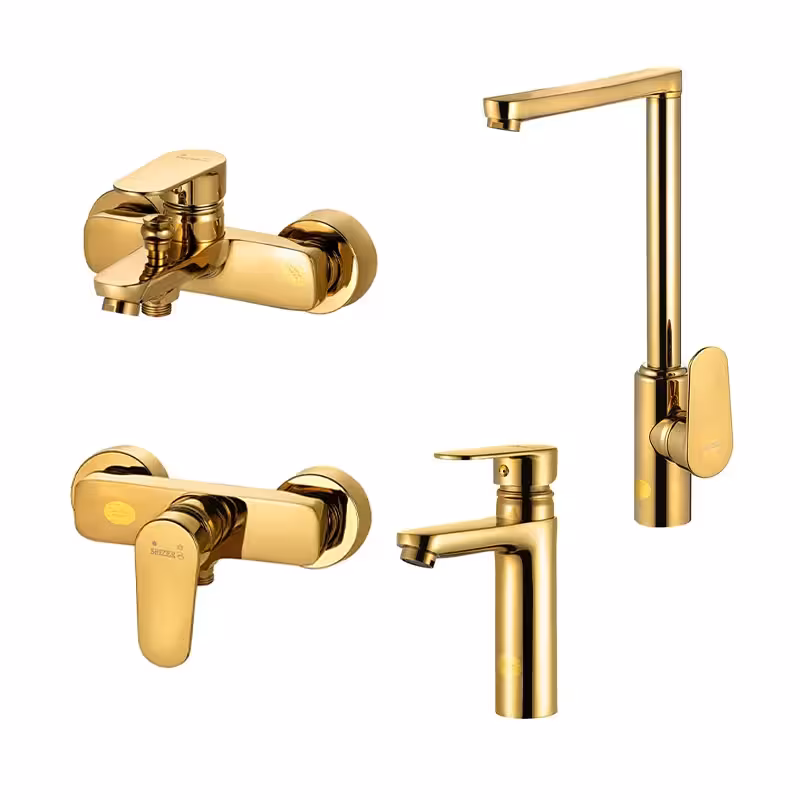 ست کامل شیرآلات شیذر مدل اسمارت طلایی