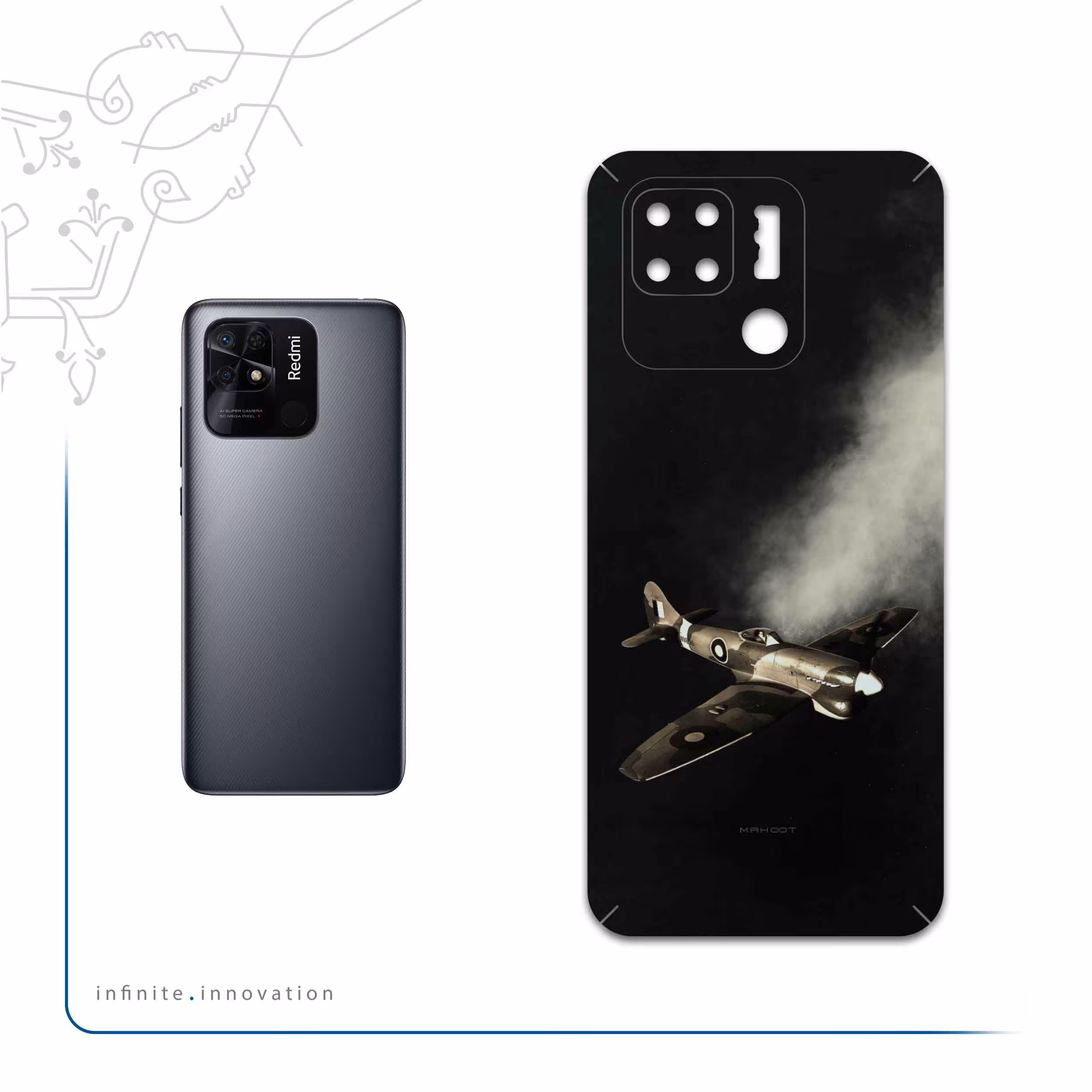 برچسب پوششی ماهوت مدل World-War-II-Aircraft مناسب برای گوشی موبایل شیائومی Redmi 10C