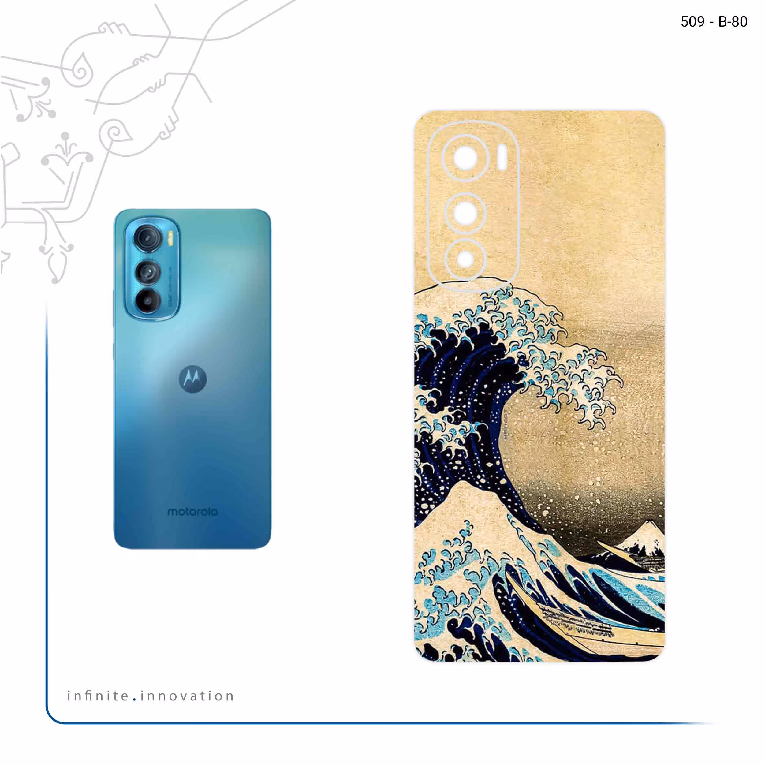 برچسب پوششی ماهوت مدل The Great Wave off Kanagawa of Hokusai مناسب برای گوشی موبایل موتورولا Edge 30