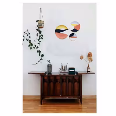 بشقاب دیوارکوب سفالی طرح کویر کد S 058 مجموعه 3 عددی