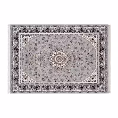 فرش ماشینی زانیس مدل سنتی طرح فانتزی زمینه طوسی