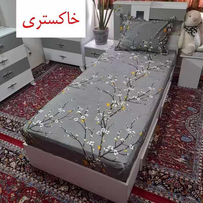 سرویس ملحفه مدل گل شکوفه کد 90 یک نفره دو تکه 