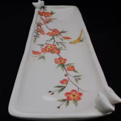 شیرینی خوری سرامیکی هیوا طرح رولت گل و مرغ کد 10984180