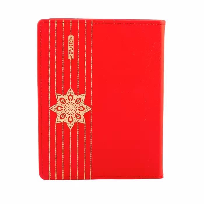 کلاسور مدل یک تکه چرمی طلاکوب شده 20 حلقه