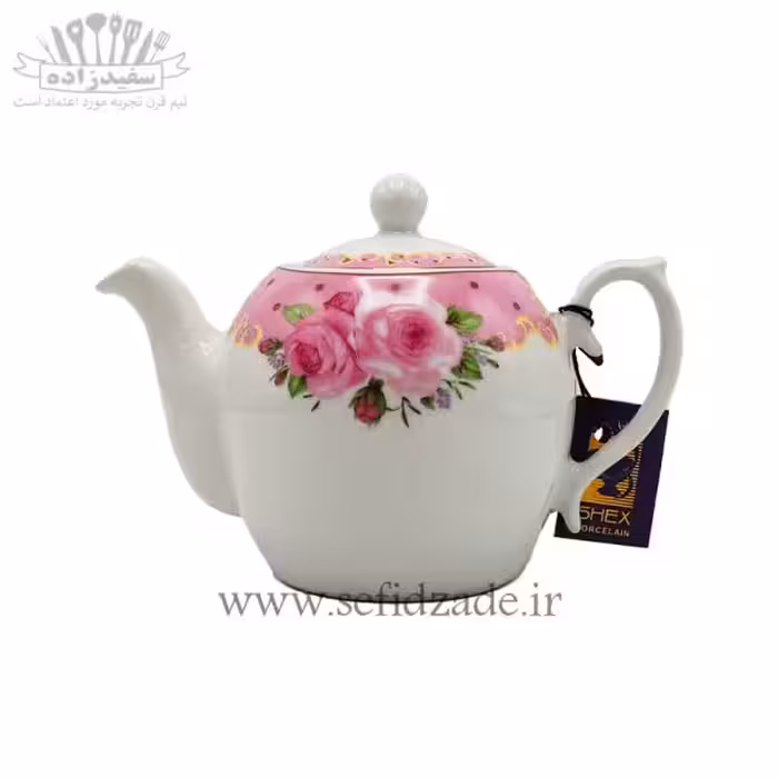 قوری چینی شکس (SHEX) مدل مجید گل صورتی 750ml