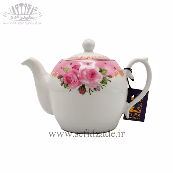 قوری چینی شکس (SHEX) مدل مجید گل صورتی 750ml