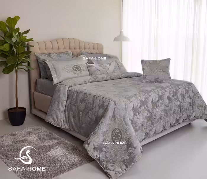 روتختی عروس دونفره طرح مخمل پتینه گلاریس طوسی