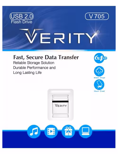 فلش مموری وریتی مدل V705 سفید ظرفیت 64 گیگابایت
