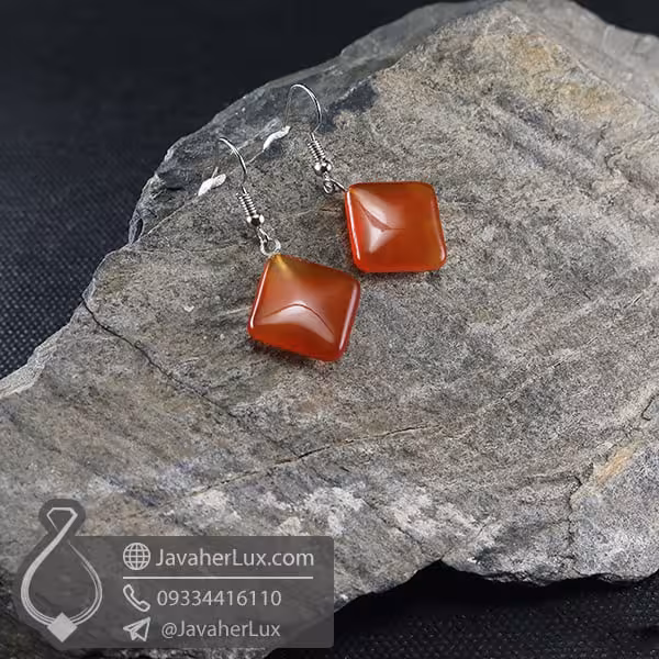 گوشواره سنگ عقیق مدل فیر _ کد : 400656