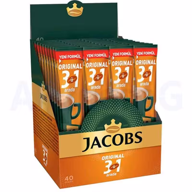 پودر قهوه فوری جاکوبز 3 در 1 مدل اورجینال بسته 40 عددی