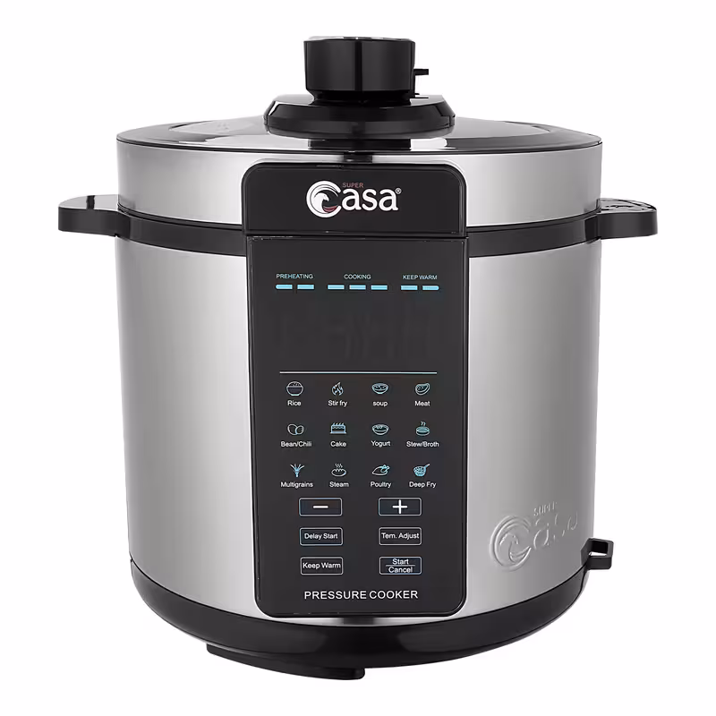 پلوپز و مولتی کوکر چندکاره سوپر کاسا مدل CA-206 ظرفیت 6 لیتر با بدنه استیل ضد زنگ