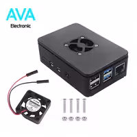 کیس رزبری پای 4 مشکی به همراه فن