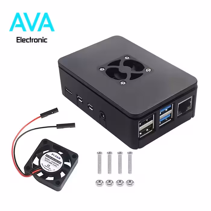 کیس رزبری پای 4 مشکی به همراه فن