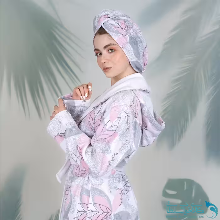 حوله تن پوش زنانه طرح ماهور صورتی برند پودایران
