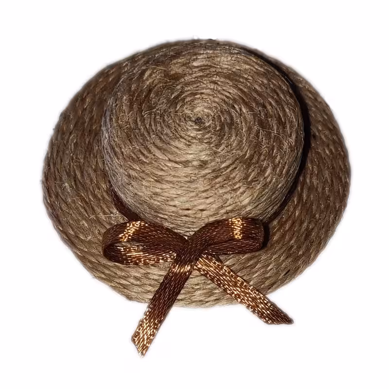 مگنت یخچال کلاه حصیری کنفی روبان رنگ طلایی  mk120