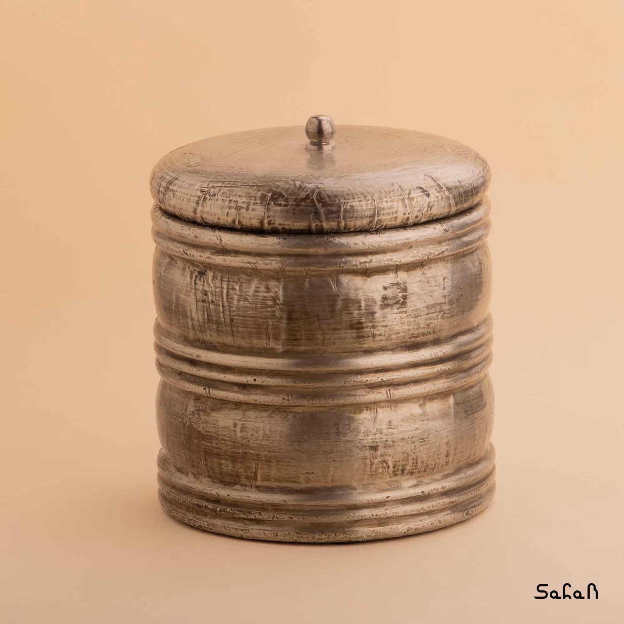 بانکه برنجی و چوبی نقره ای سایز 2