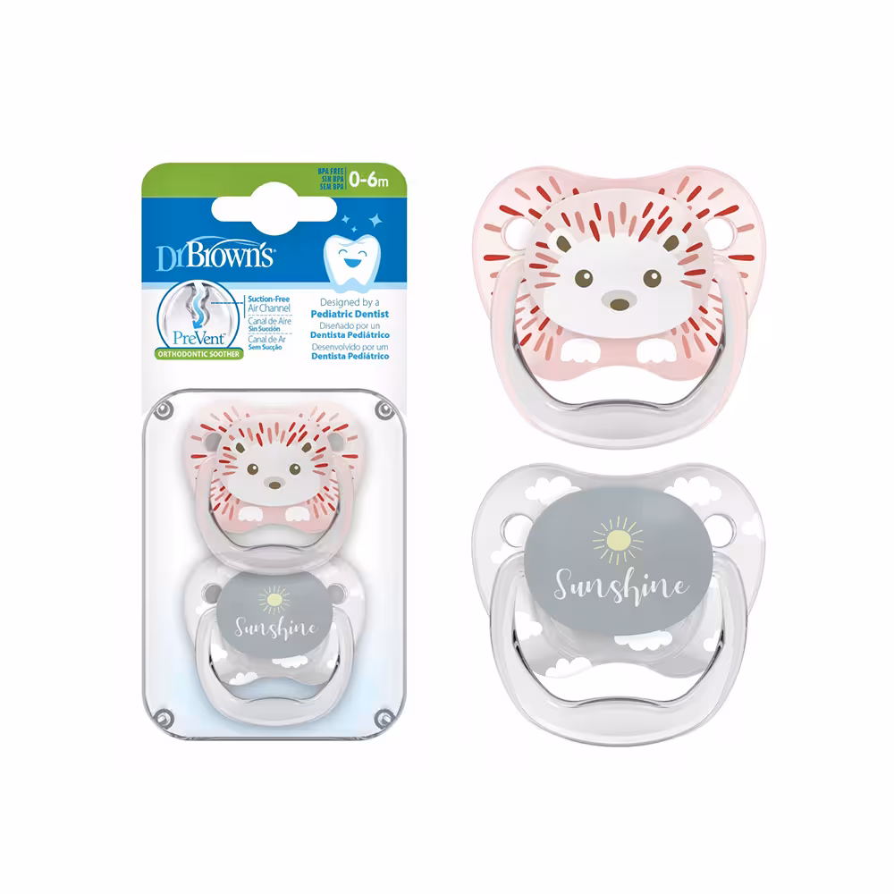 پستانک ارتودنسی 0 تا 6 ماه  دکتر براون Dr Brown’s طرح جوجه تیغی بسته دو عددی