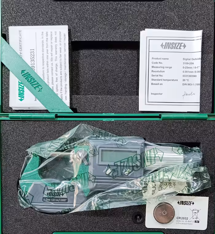 میکرومتر دیجیتال خارج سنج 0-25 میلیمتر اینسایز مدل 3109-25A (اصل)