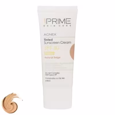 کرم ضد آفتاب رنگی پرایم مدل Acnex Beige SPF60، مناسب پوستهای چرب، حجم 40 میلیلیتر