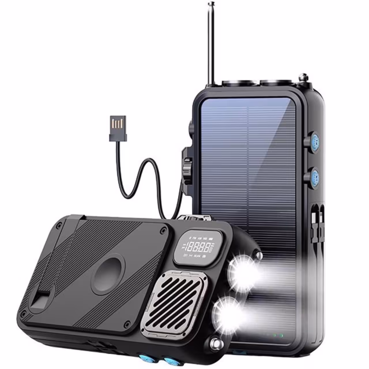 پاوربانک خورشیدی 16000 میلی‌آمپرساعت، اسپیکر بلوتوثی، رادیو، چراغ قوه، ساعت دیجیتالی و شارژر وایرلس اپل واچ پاورولوژی مدل PPBCHA49