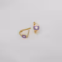 گوشواره حلقه ای طرح قفل رنگ یاسی