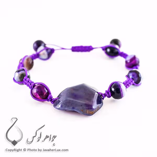 دستبند بافت عقیق سلیمانی بنفش _ کد : 400063