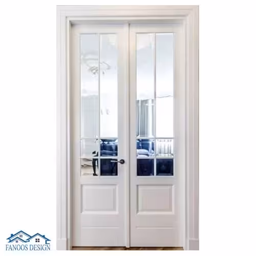 درب چوبی با شیشه سندبلاست کد 026