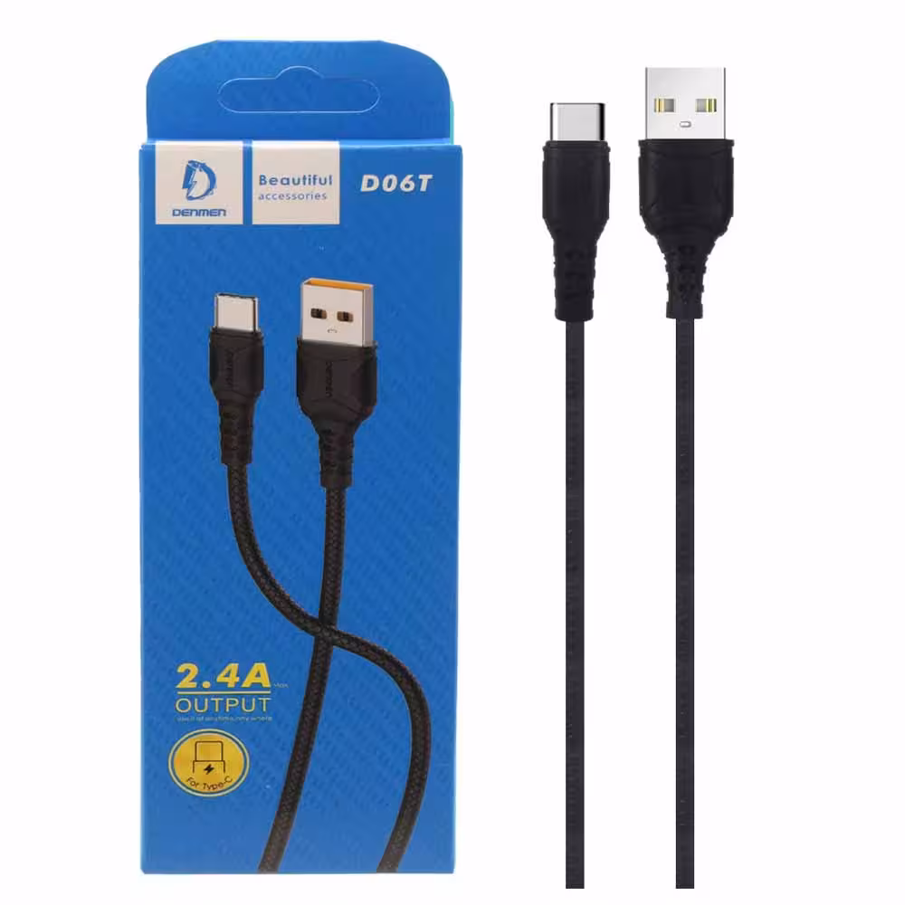 کابل تایپ سی شارژ فست برند DENMEN مدل D06T-مشکی