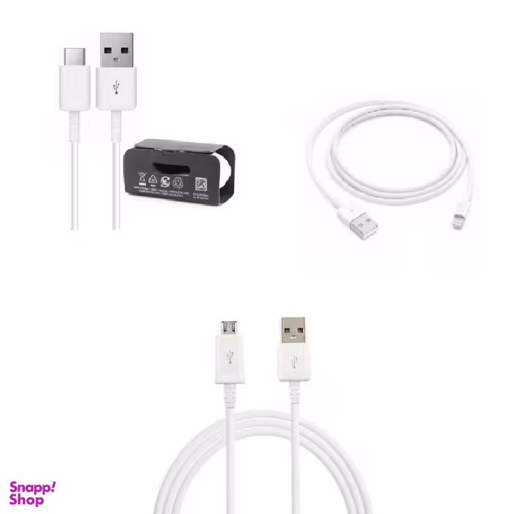 کابل Type-C سامسونگ و کابل شارژ اپل مناسب گوشی موبایل iPhoneX و کابل تبدیل USB به microUSB مدل GH39-01578A مجموعه 3 عددی