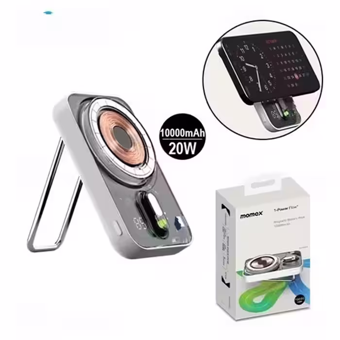 پاوربانک وایرلس فوق نازک 10000 مگ سیف مومکس Momax 1-Power Flow IP128 توان 20 وات