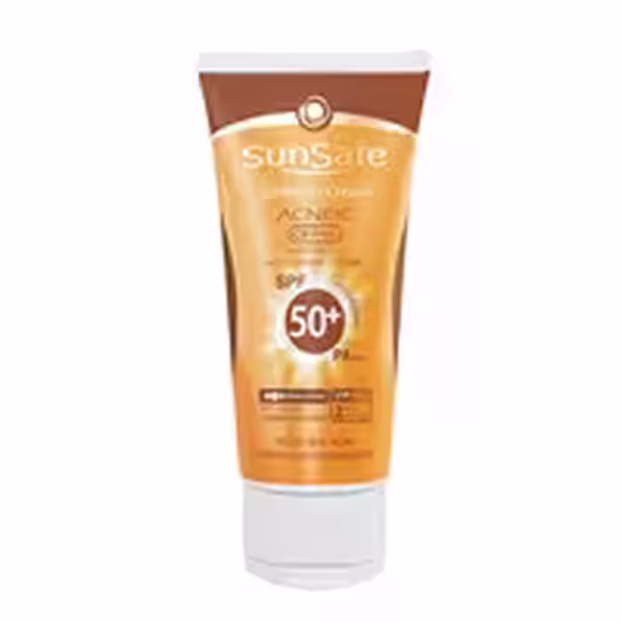 كرم ضدآفتاب فاقدچربی  SPF50 سان‌سیف بژروشن حجم 50 میلی‌لیتر