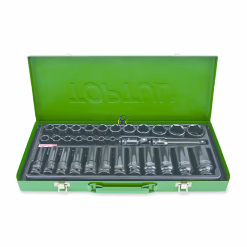 جعبه بکس 32 پارچه 1/2 بلند و کوتاه مشکی (فشار قوی ) مدل GDAD3201 تاپ تول TOPTUL