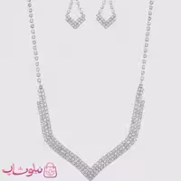 نیم ست زنانه طرح لوزی آبکاری نقره کد 2981