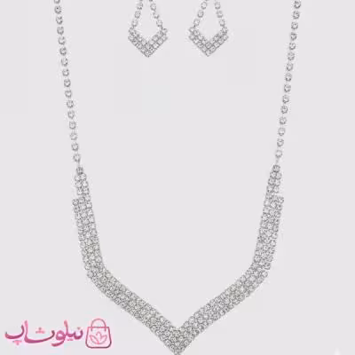 نیم ست زنانه طرح لوزی آبکاری نقره کد 2981