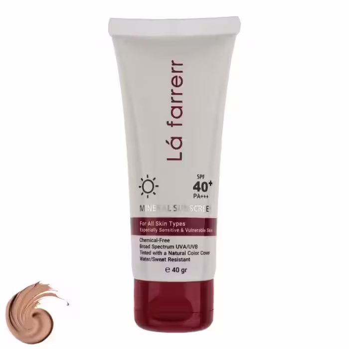 کرم ضد آفتاب رنگی لافارر SPF 40 مدل مینرال ‌مناسب انواع پوست حجم 40 میلی‌لیتر