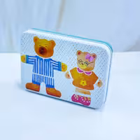 پازل مگنتی لباس خرسی جعبه فلزی 36 قطعه(خارجی) چوبی و آهنربایی