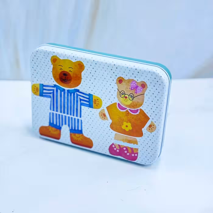 پازل مگنتی لباس خرسی جعبه فلزی 36 قطعه(خارجی) چوبی و آهنربایی