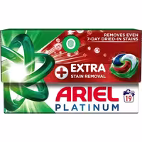 قرص ماشین لباسشویی ایتالیایی آریل Ariel Platinum Washing مناسب انواع لباس ها بسته 19 عددی