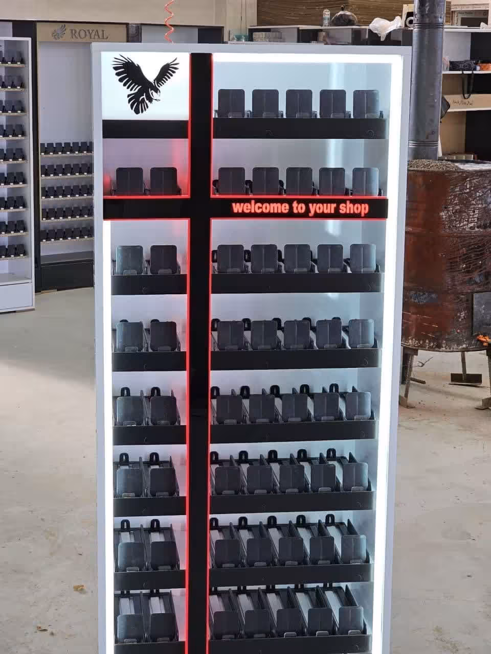 استند سیگار مدل صلیبی 61 باکس بدنه سفید چراغ قرمز تک کشو