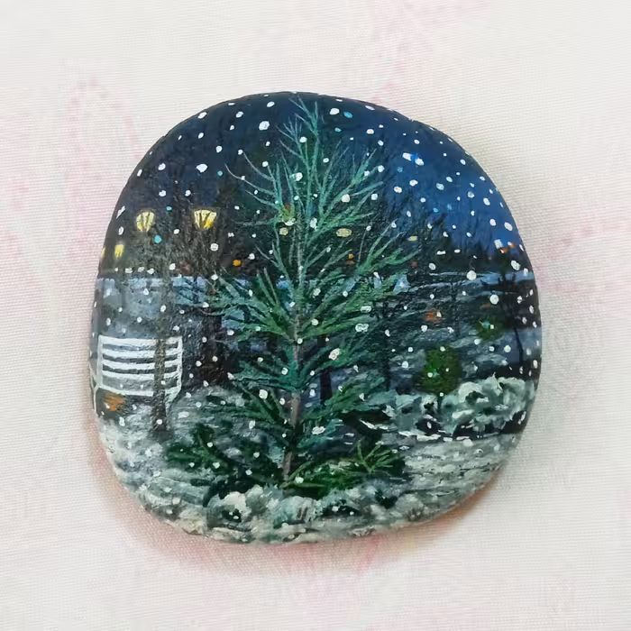 سنگ تزئینی با طرح شب برفی