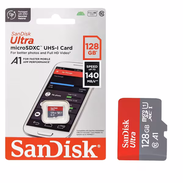 کارت حافظه سن دیسک Ultra ظرفیت 128 گیگابایت کلاس 10 UHS-I سرعت 140MB/s