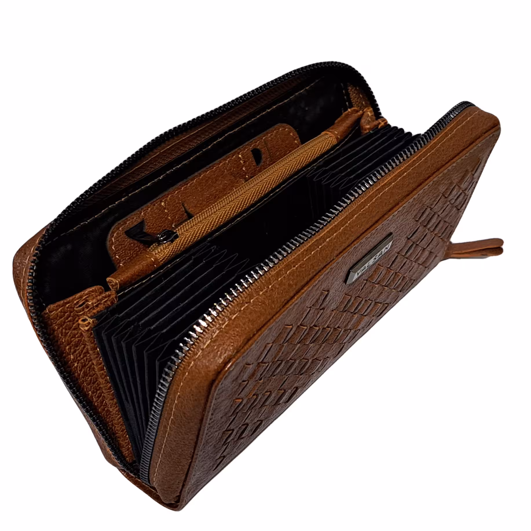 کیف پول و موبایل و مدارک چرم طبیعی بافت دار شرانگ