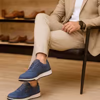 کفش چرم مردانه اسپرت کد SP002BL رنگ آبی
