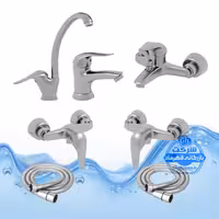 ست 7 عددی شیرآلات برند آیدا صنعت مدل قهرمان | ظرفشویی   روشویی   حمام   2 عدد توالت   2 عدد شلنگ توالت | کروم مات